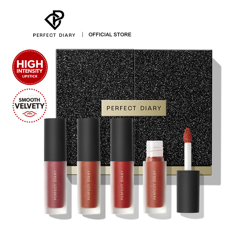 Perfect Diary 4 Bộ Son Môi Dạng Lỏng Mini Nhung Chọn Lọc Quyến Rũ