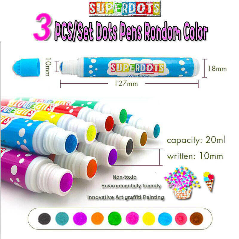 3 cái màu ngẫu nhiên Super Dots Doodle graffiti Pen cho trẻ mới biết đi Bút màu nước nghệ thuật viết Tranh ma thuật bút học Đồ chơi giáo dục cho trẻ em Quà tặng trẻ em cọ đầu leanring