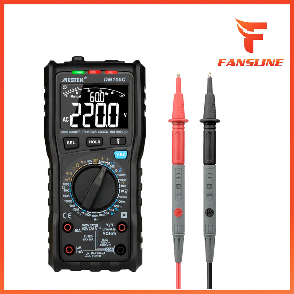 MESTEK Đồng Hồ Vạn Năng Kỹ Thuật Số Đa Năng Đếm True RMS 10000, Máy Đo Đường Dây Trực Tiếp NCV Tần Số Diode Điện Dung Điện Trở Dòng Điện Xoay Chiều/Một Chiều Báo Động Cầu Chì Chống Cháy Đồng Hồ Vạn Năng