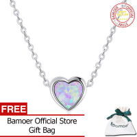 BAMOER Dây Chuyền Mặt Trái Tim Đá Opal Bằng Bạc Ý 925 Thật Cho Nữ Trang Sức Tinh Xảo Hình Rắn Bằng Bạc Quà Tặng Kỷ Niệm SCN471