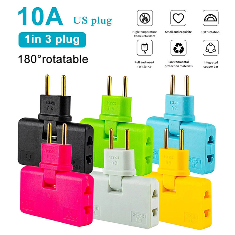 Bộ chuyển đổi ổ cắm xoay 3 trong 1 bộ chuyển đổi ổ cắm tường 2500w 1 thành 3 ac bộ chia ổ cắm mở rộng thích ứng bộ chuyển đổi nguồn nhiều phích cắm mỏng kiểu mỹ