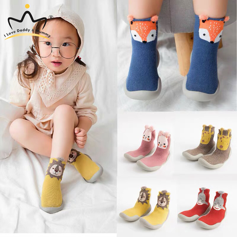 Giày Em Bé Hình Động Vật Hoạt Hình Mới, Sơ Sinh Toddler Giày, Giày Đi Bộ Đầu Tiên Đế Cao Su Chống Trượt Bằng Cotton Mềm Dành Cho Bé Trai Bé Gái