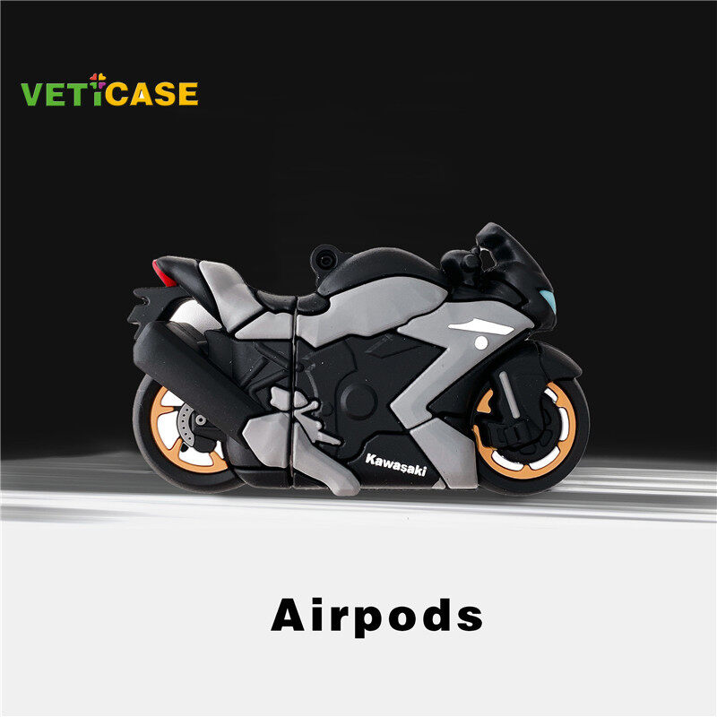 3D Mát Racing Xe Máy Tai Nghe Trường Hợp Đối Apple Airpod Pro Airpods 1 2 3 Mới vỏ mềm Silicone Headphone AirPods Vỏ Pouch Phụ kiện bảo vệ AirPod Màu Đen Màu Vàng