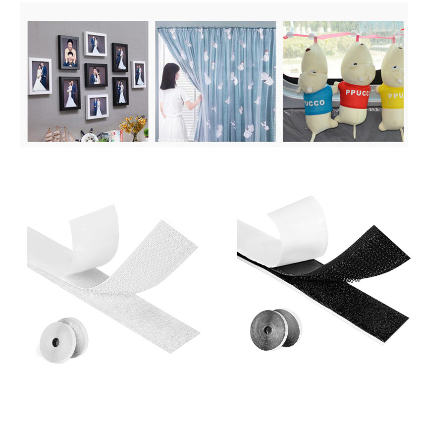 Băng dính velcro tự dính, băng dính hai mặt tự dính 10 m có khóa dán, băng rộng 20 mm, băng dính velcro và băng dính cho tường và sàn nhà, cửa ra vào, kính, kim loại