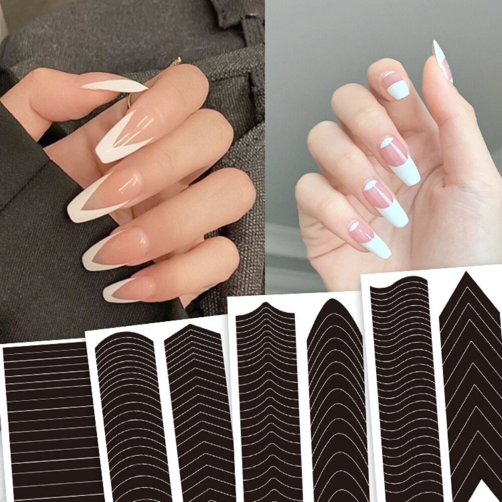 Colorkey miếng dán phụ trợ móng tay kiểu pháp miếng dán móng tay kiểu pháp hình lưỡi liềm smile line miếng dán sơn móng tay hình chữ v miếng dán kiểu pháp