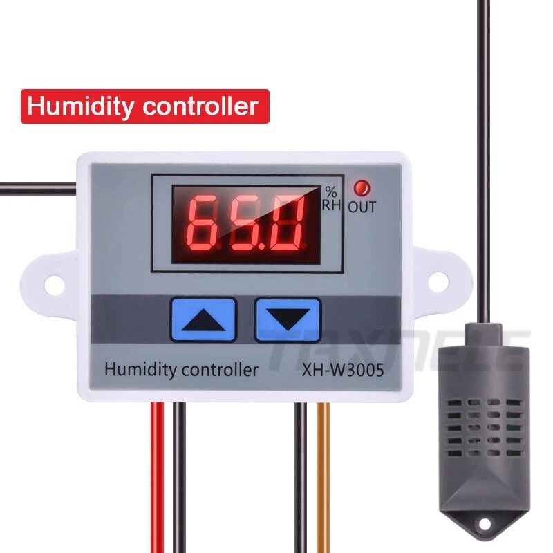 Bộ điều khiển độ ẩm kỹ thuật số xh-w3005 công tắc điều khiển độ ẩm máy đo độ ẩm 12v 24v 220v + cảm biến độ ẩm