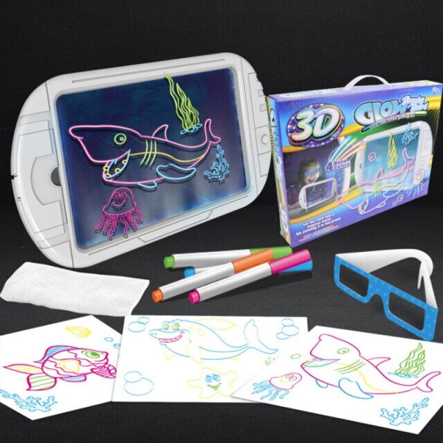 เด็กกระดานเขียนภาพวาด Erasable LED อัจฉริยะ3D กระดานวาดภาพ Boy และสาว Graffiti Creative กระดานวาดภาพ