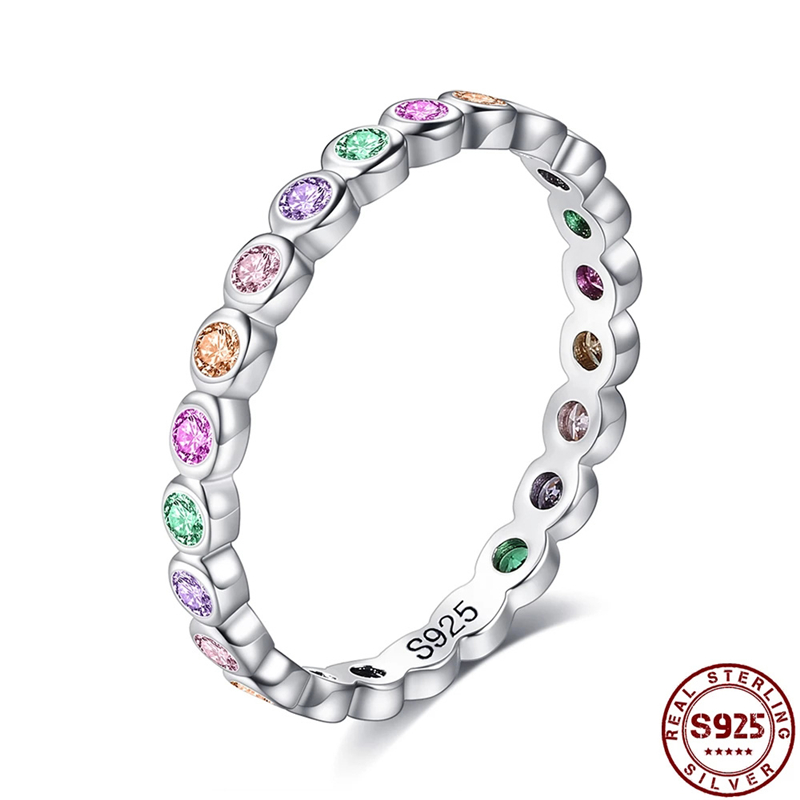 Sterling Silver 925 Women Rings Simple Cubic Zirconia Ring For Women Fine Silver Jewelry Engagement Wedding Girl Gifts ราคา 270 บาท*ส่งฟรี