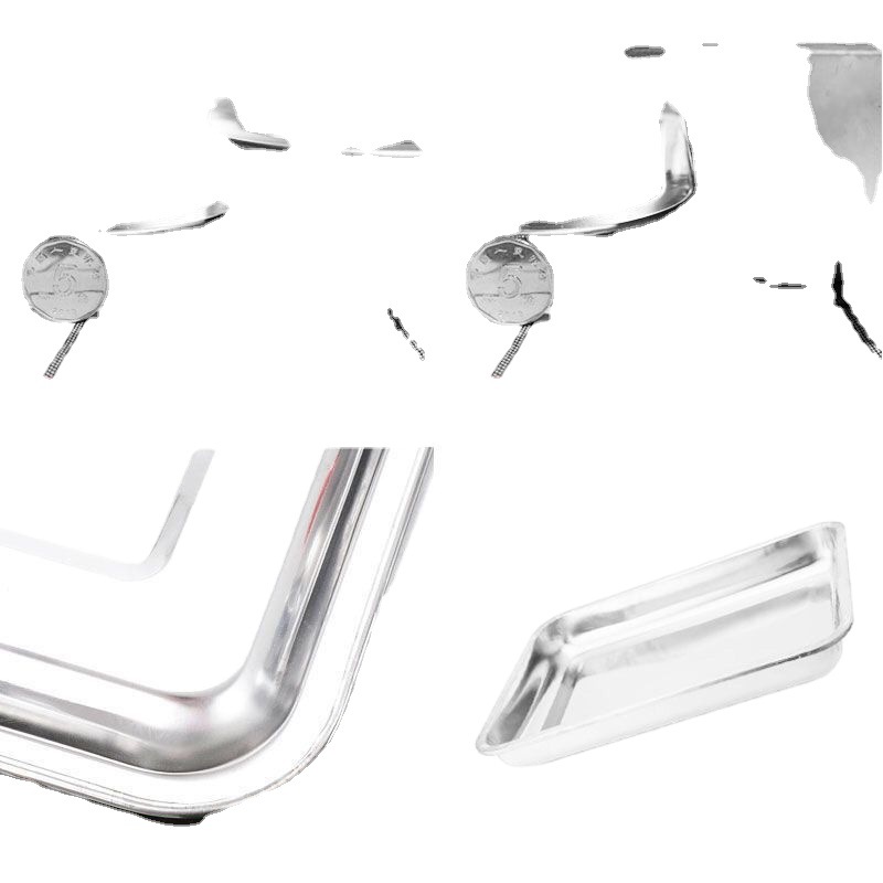 [Happy BBQ] Stainless Steel Tray Rectangular Household Barbecue Plate Steamed Rice Tray Cold Noodle Plate Grilled Fish Dish Fried Stall Square Plate Shallow Plate