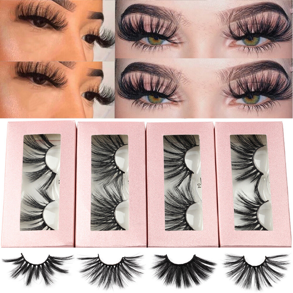 XUNXUAN สีดำธรรมชาติแต่งหน้ากันน้ำยาวหนา6D Faux มิงค์ปลอม Eye Lashes 25มม.ขนตาปลอม Lash Wispies ขนตาหนานุ่ม