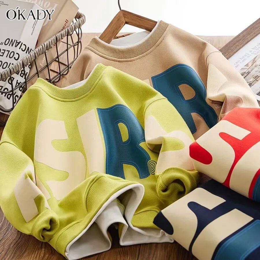 O'KADY Children's sweater boy sweater pure cotton handsome Korean style fashion long-sleeved T-shirt