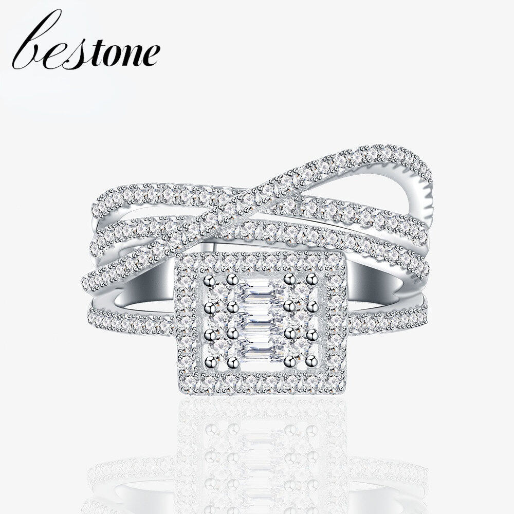Bestone nhẫn bạc s925 toàn kim cương dòng bốn lớp mới nguyên bản nhẫn phóng đại
