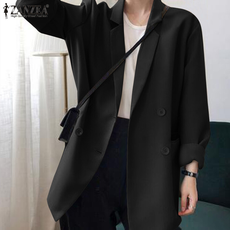 ZANZEA Áo Khoác Nữ Công Sở Văn Phòng Áo Khoác Cardigan Áo Blazer Có Nút Áo Cánh