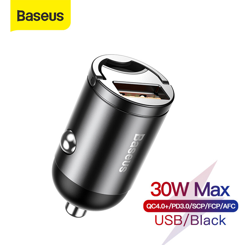Sạc Xe Hơi Baseus Mini Sạc Nhanh 30W Dành Cho Điện Thoại Di Động Sạc Nhanh QC4.0 PD3.0 Bộ Sạc Xe Hơi Cho Huawei iPhone Samsung Xiaomi USB Type C