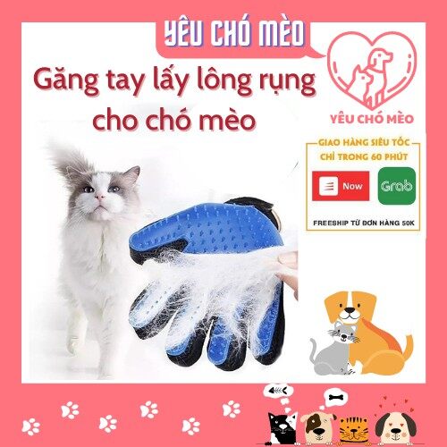Găng Tay Lấy Lông Rụng Tắm Chó Mèo - Chải Lông Tránh Rối Đánh Bông Lông Massage Cho Thú Cưng Cực Hiêu Quả