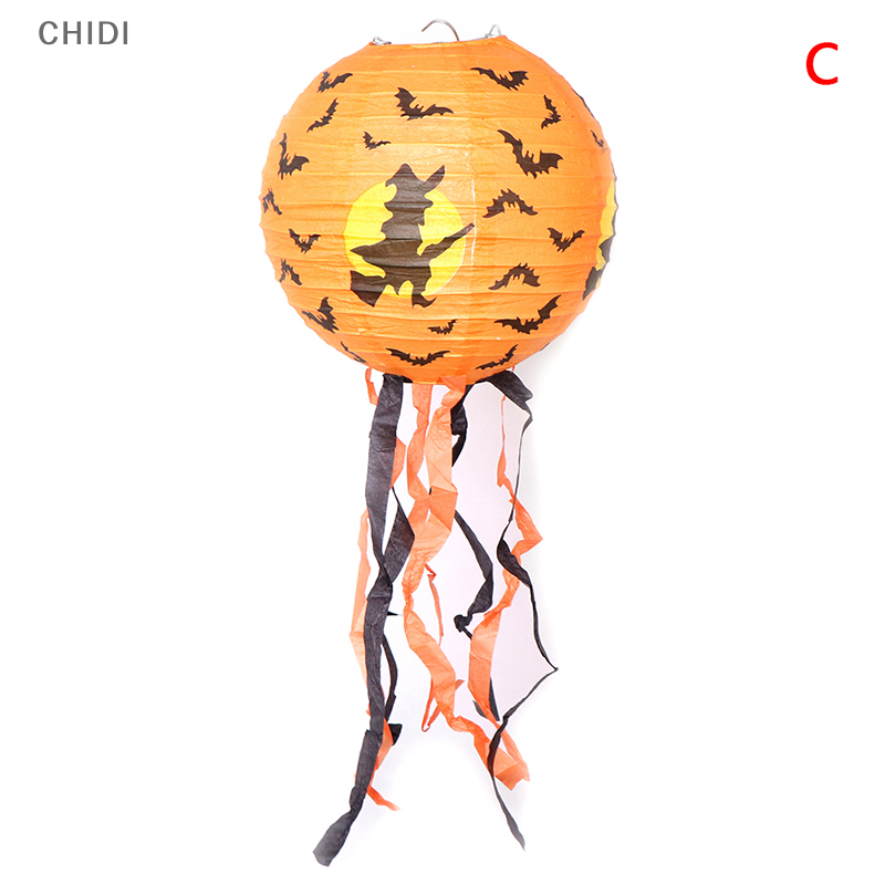 Chidi Giấy Halloween đèn lồng nhện bí ngô sọ BAT đèn lồng treo trang trí