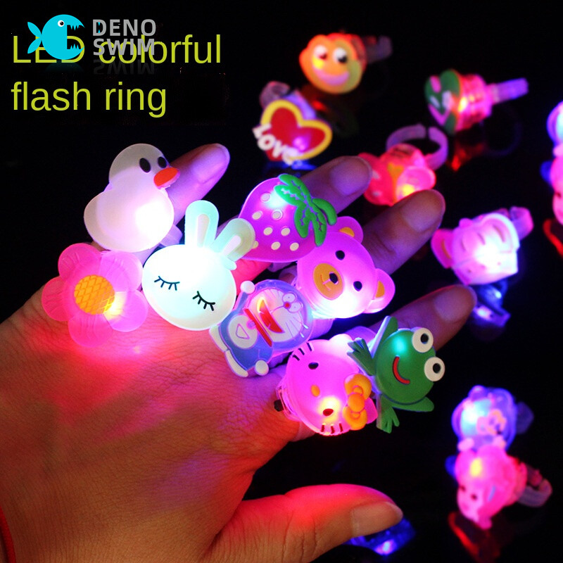 DENOSWIM 1Pc Luminous Rings Kids Toys Flash LED Cartoon Lights Glow Toys