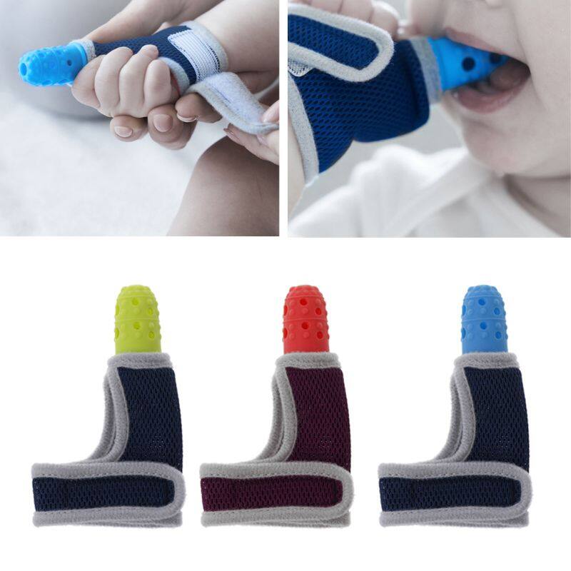 Bảo Vệ Ngón Tay Trẻ Em Dây Đeo Cổ Tay Mút Ngón Tay Găng Tay Cho Bé Bú Teether Chăm Sóc Răng Miệng Cho Trẻ Sơ Sinh Núm Vú Giả