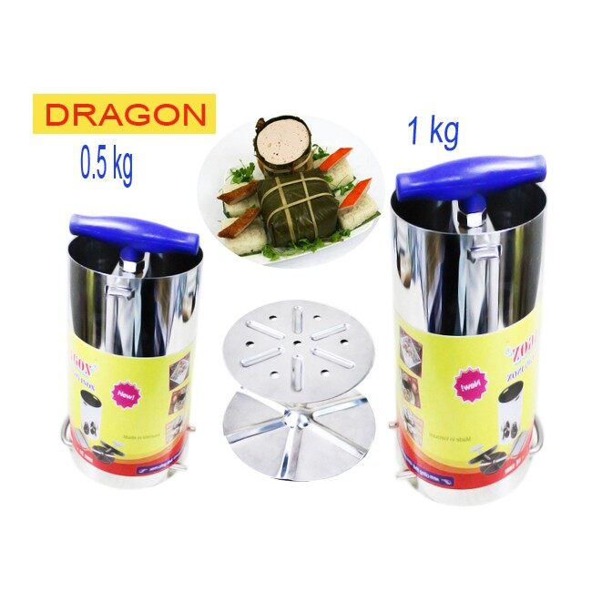 Bộ 2 khuôn làm giò chả inox 1kg và 0.5kg dragon