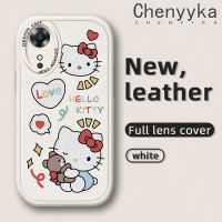 เคส Chenyyyka สำหรับ OPPO เคส A17K A17การ์ตูนน่ารักเฮลโลคิตตี้ดีไซน์ใหม่เคสหนังนิ่มสำหรับคลุมทั้งหมดปกป้องกล้องเคสสีกันกระแทกขอบนิ่ม