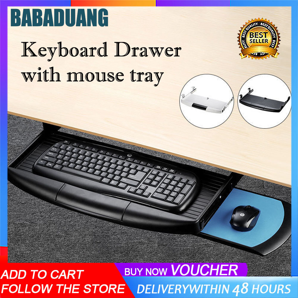 Ngăn Kéo Bàn Phím Dưới Bàn Với Nền Chuột, Khay Bàn Phím Máy Tính Trượt Dưới Quầy Dễ Dàng