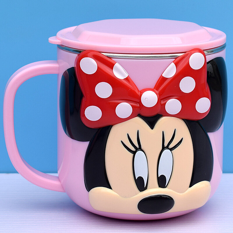 Disneyถ้วยน้ำสแตนเลสสำหรับเด็ก,ถ้วยพร้อมฝาปิดสำหรับเด็กลายFrozen Car Olafแก้วมัก
