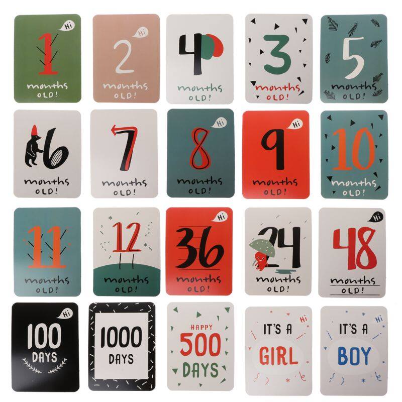 20 Cái/bộ Cho Bộ Nhớ Bé Phụ Nữ Mang Thai Hàng Tháng Ảnh Sticker Vui Vẻ Tháng 1-12 Milestone Thẻ