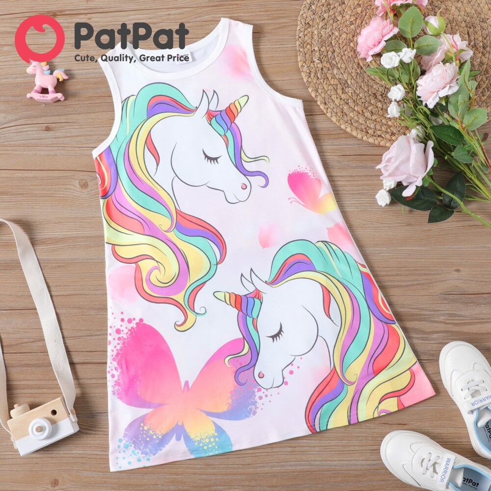 PatPat Kid Girl Unicorn Sleeveless Dress
