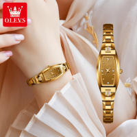 OLEVS นาฬิกาผู้หญิง2026 แฟชั่น กันน้ำ watch for women หรูหราเพชรทังสเตนเหล็กนาฬิกาควอทซ์สแควร์ ของขวัญสำหรับผู้หญิง