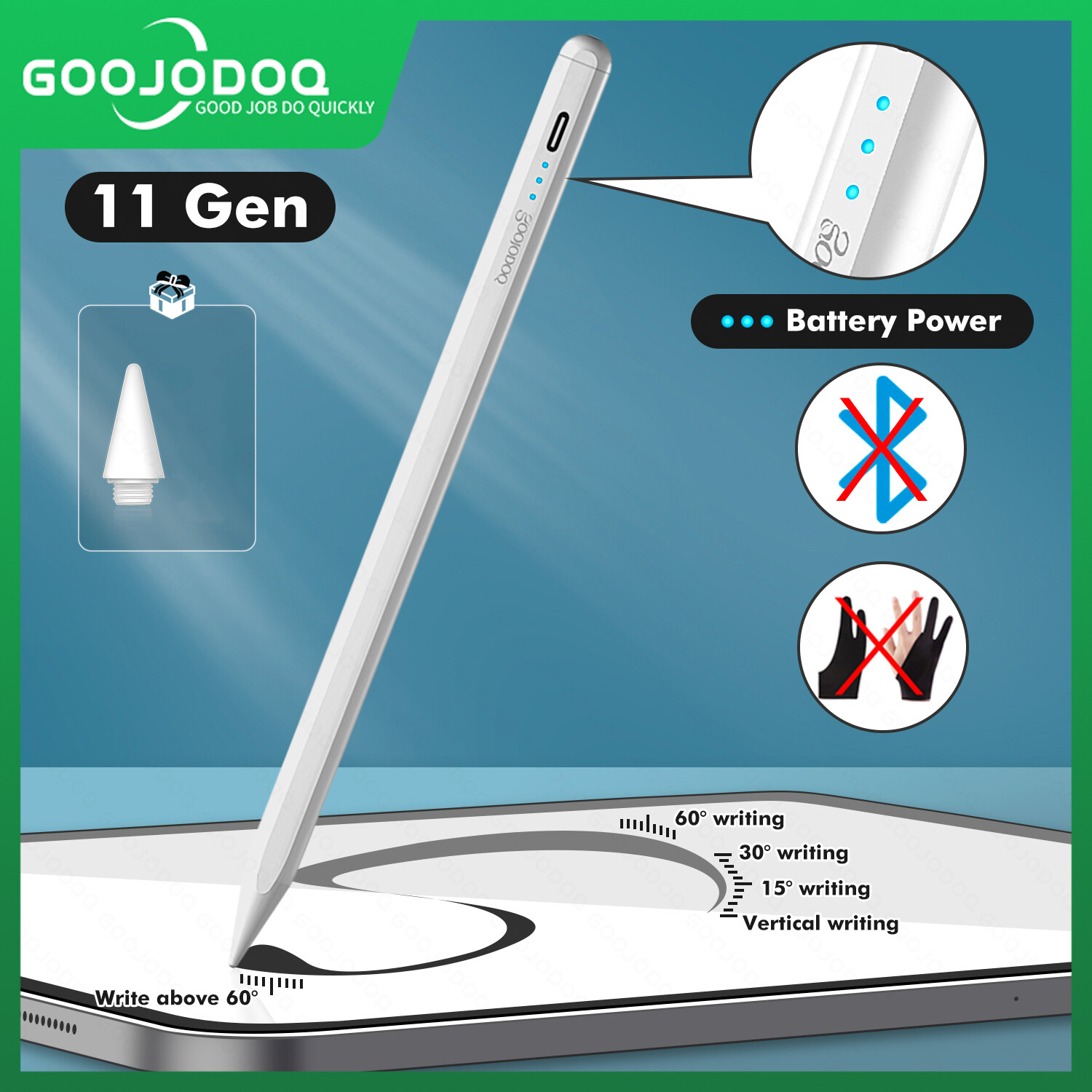GOOJODOQ Stylus Bút Cho iPad Bút Chì Thế Hệ Thứ 11, Với Bút Chì Đệm Nghiêng Từ Chối Lòng Bàn Tay Đối Với Apple Bút Chì 2 1 iPad Pro 11 12.9 2020 2018 2019 Không Khí 4 7th 8th