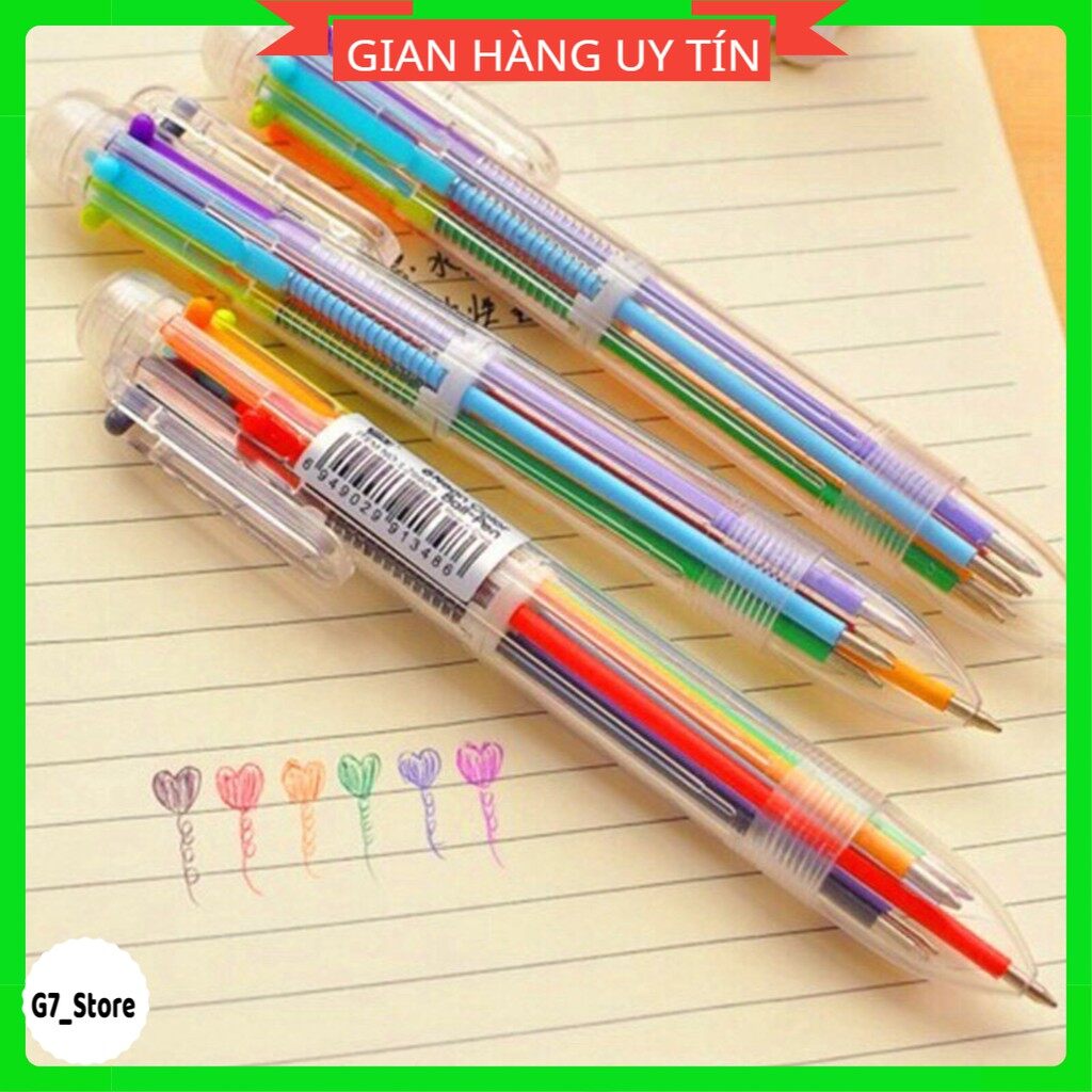 Bút bi 6 màu,bút 6 trong 1 loại đẹp