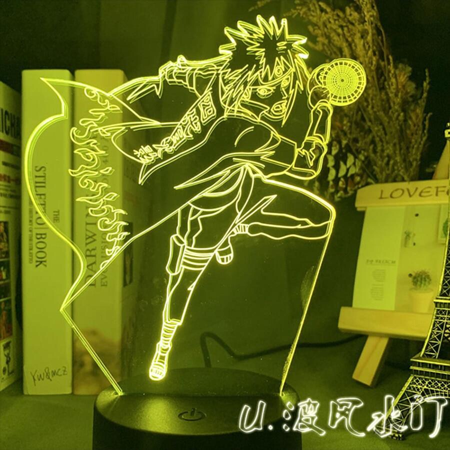Đèn 3D Anime Naruto1 Sasuke Nhân Vật Hành Động LED Ban Đêm 16 Màu Trang