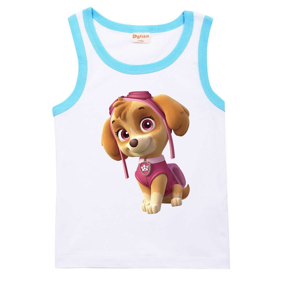 PAW Patrol Boys Tank Tops Girls Summer Sleeveless T-shirt Summer New Girls Summer Cotton Tops Children's Vests 8274 Kids Clothing Cotton Casual Tops - 4