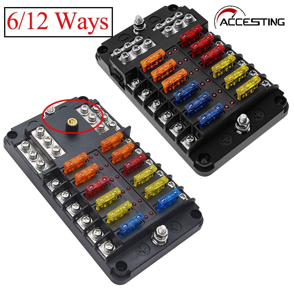 6 Way 12 Way Fuse Box Plastic Cover Blade 12V 32V Fuse Holder RV Camping Car Electrical Appliances Circuit Breaker ราคา 148 บาท*ส่งฟรี