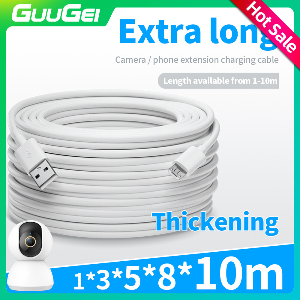 Guugei cáp micro usb 5m 10m cáp giám sát camera thông minh cáp sạc từ xa camera web cáp nguồn micro usb dây nối dài