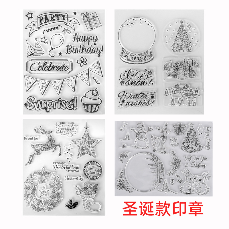 [Happy baking] Christmas Seal Letter Printing Mold Cake Baking Transparent Number Silicone Seal Mold Journal Stickers