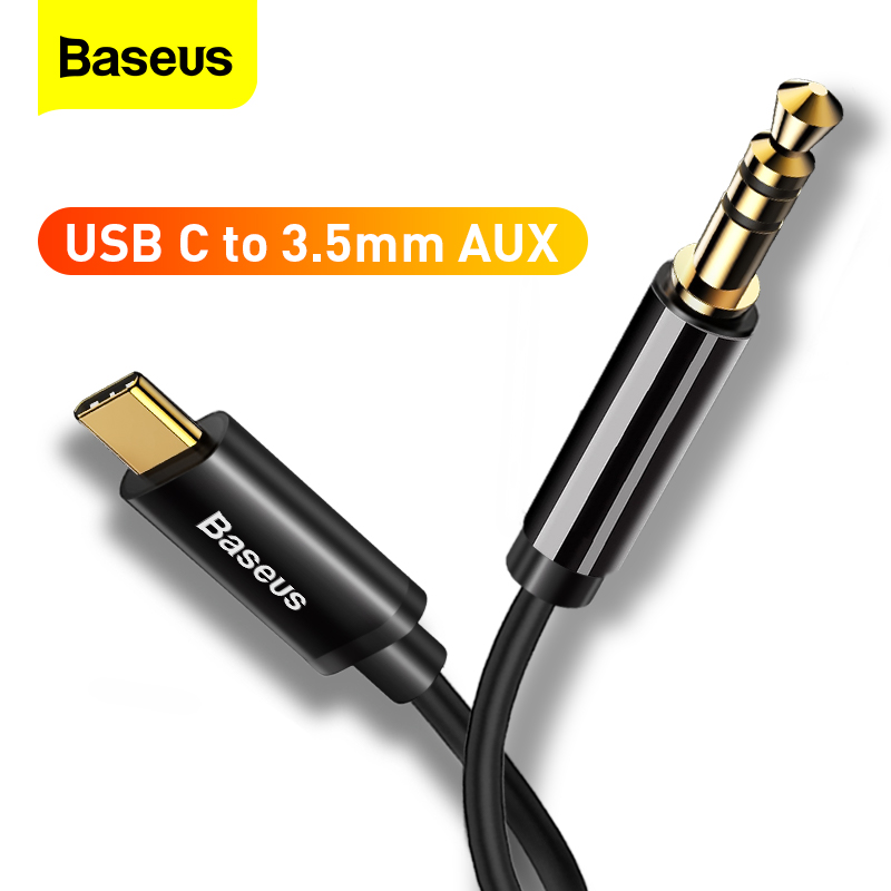 Baseus Aux Cáp âm thanh USB Loại C Nam đến 3.5mm Jack loa Nam Cáp cho tai nghe Tai nghe Dây Aux cho Xiaomi Huawei Samsung
