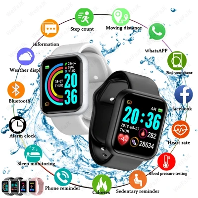 D20 Pro Smart Watch Y68 Bluetooth Fitness Tracker Sports Waterproof Watch Men Women Heart Rate Monitor Blood Pressure Smart Bracelet for Android IOS (1)