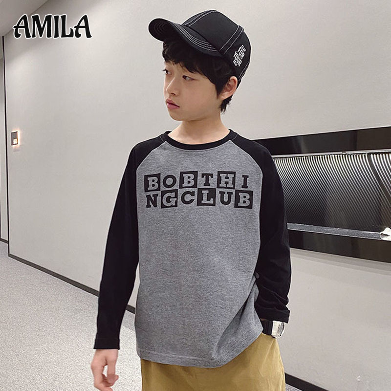 AMILA Boys' long-sleeved children's clothing Korean style big boy anime print raglan T-shirt bottoming shirt ราคา  207 บาท*ส่งฟรี