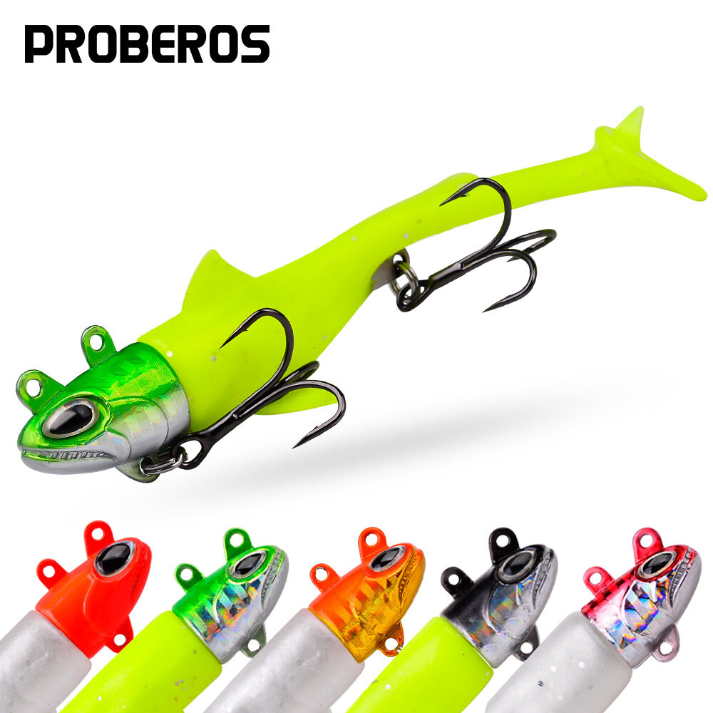 Proberos 1 cái mồi mềm đầu jig 13.5g-56g mồi silicon chìm có móc jighead dụng cụ câu cá lắc lư lắc lư bằng cao su lắc lư dw6083