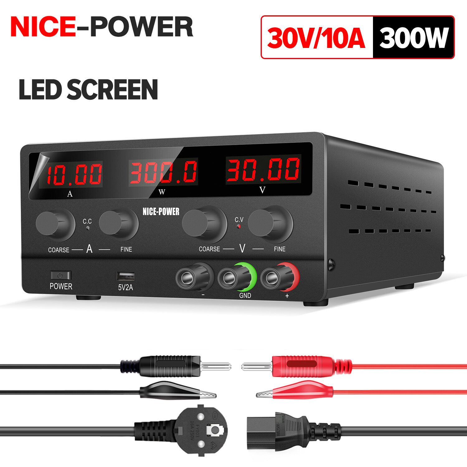 NICE-POWER Bộ Nguồn Phòng Thí Nghiệm Ổn Định USB DC Điều Chỉnh Được Bộ Ổn Áp 30V 10A Công Tắc Ổn Định Nguồn Điện Băng Ghế Dự Bị Để Mạ Điện, Bảo Trì, Kiểm Tra, Sạc SPS-H3010