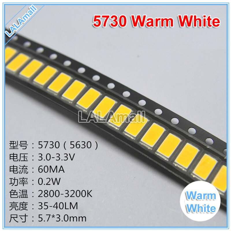100 chiếc đèn led sáng cao smd 5630 5730 0.2w 60l trắng/màu trắng ấm/đỏ/xanh/xanh/xanh băng tuyết/vàng/hồng uv gắn bề mặt ánh sáng-điốt phát quang led đèn hạt tự làm