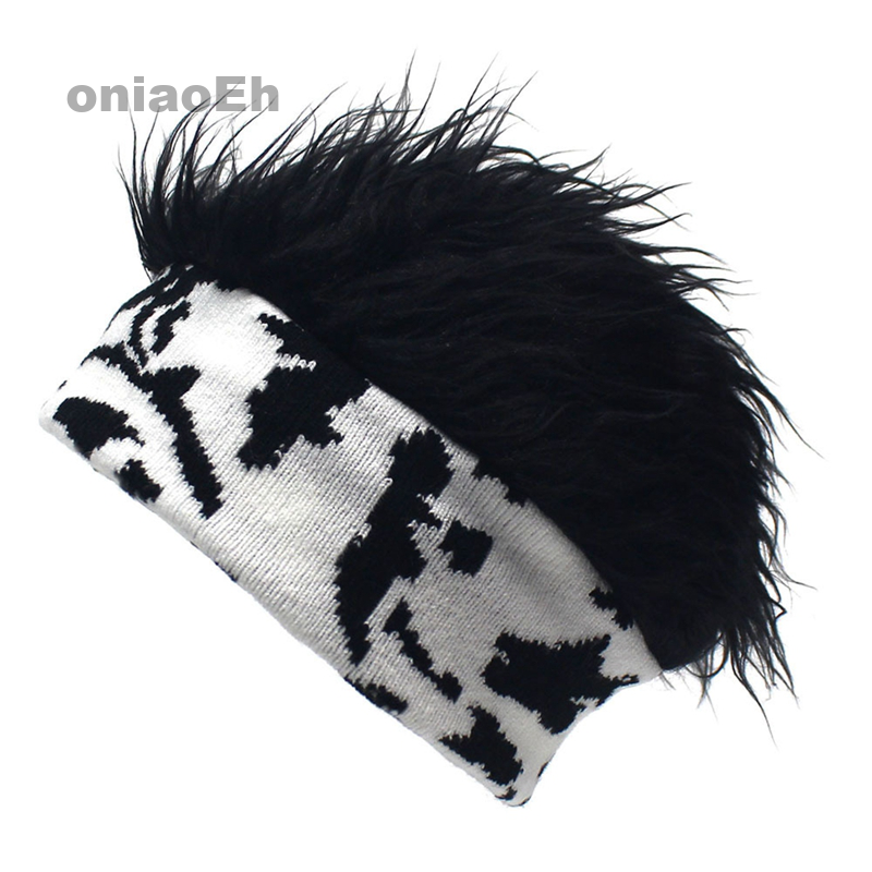 Mũ đội đầu mùa đông cho chủ nhà mũ đội đầu ngắn hip hop mũ beanie không vành mũ thủy thủ dệt kim rằn ri tóc giả mũ phẳng