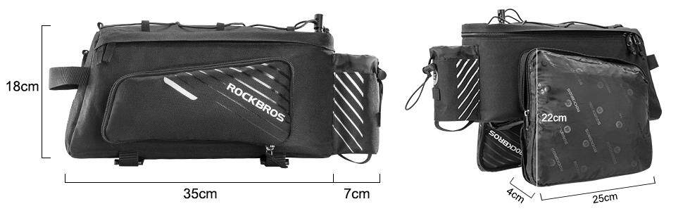 ROCK BROS Bike Trunk Bag 13L Maximum Capacity