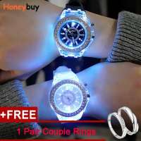 [Buy 1 Take 1] 2Pcs/Set Hot Sale Couple Watch Luminous Diamond LED Silicone Quartz Big Dial Wristwatch For Men Women