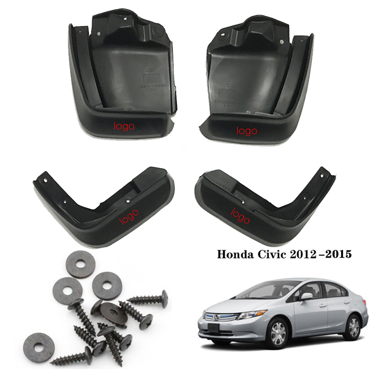 LAIFU Kính Chắn Bùn Cho Honda Civic 2006-2011 FD/2012-2015 FB/2016-2019 FC Kính Chắn Bùn Xi Măng Nhựa Mềm Phụ Kiện Xe Hơi (Không Phải Thể Thao)