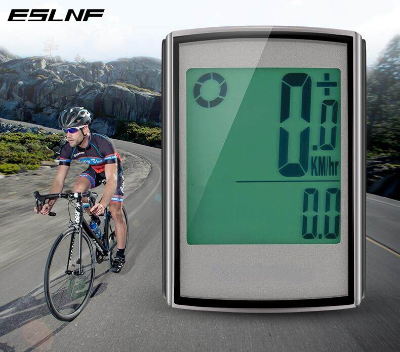 Eslnf không thấm nước Đồng hồ xe đạp đèn nền LCD Đồng hồ bấm giờ không dây xe đạp Máy đo tốc độ đo Đường