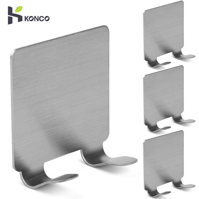Konco 4 cái móc treo tường không gỉ móc treo đồ phòng tắm móc treo bằng thép không gỉ 304 móc treo không đinh giá treo chìa khóa mũ vải