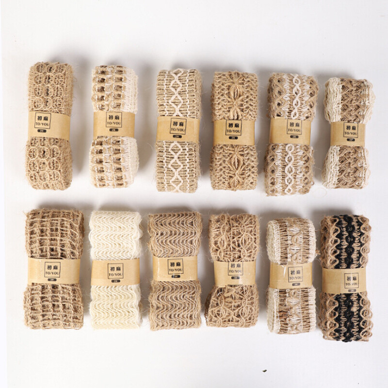Cuộn ruy băng vải bố đay tự nhiên 2M dùng trang trí - INTL