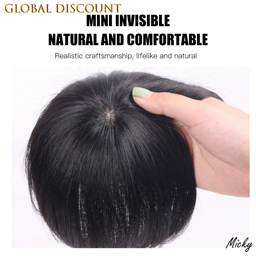 Phụ Nữ Tóc Màu Đen Thoáng Khí Toppers 100% Tóc Con Người Toupee Bìa Tóc Màu Xám Remy Tóc Piece Clip Trong Phần Mở Rộng Tóc Màu Sắc Tự Nhiên Nhỏ Kích Thước 8*8Cm